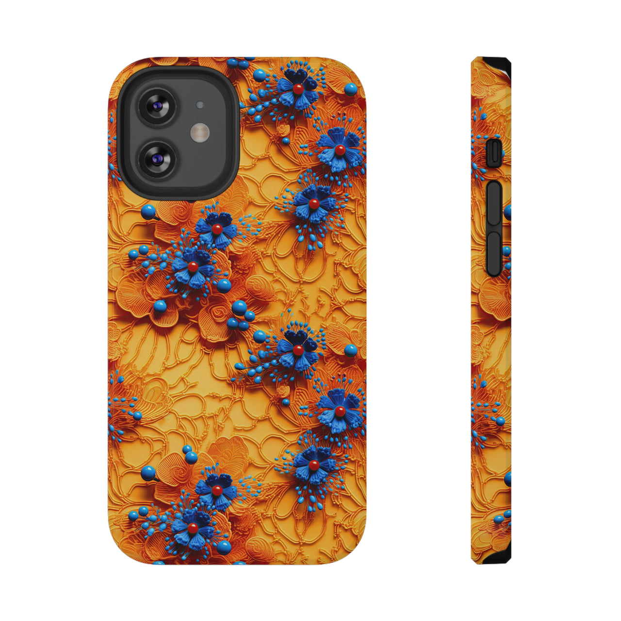 Royal Ryukyu Blossoms - Impact-Resistant Case for iPhone 12, iPhone 12 Mini, iPhone 12 Pro, and iPhone 12 Pro Max. Supports Wireless Charging.