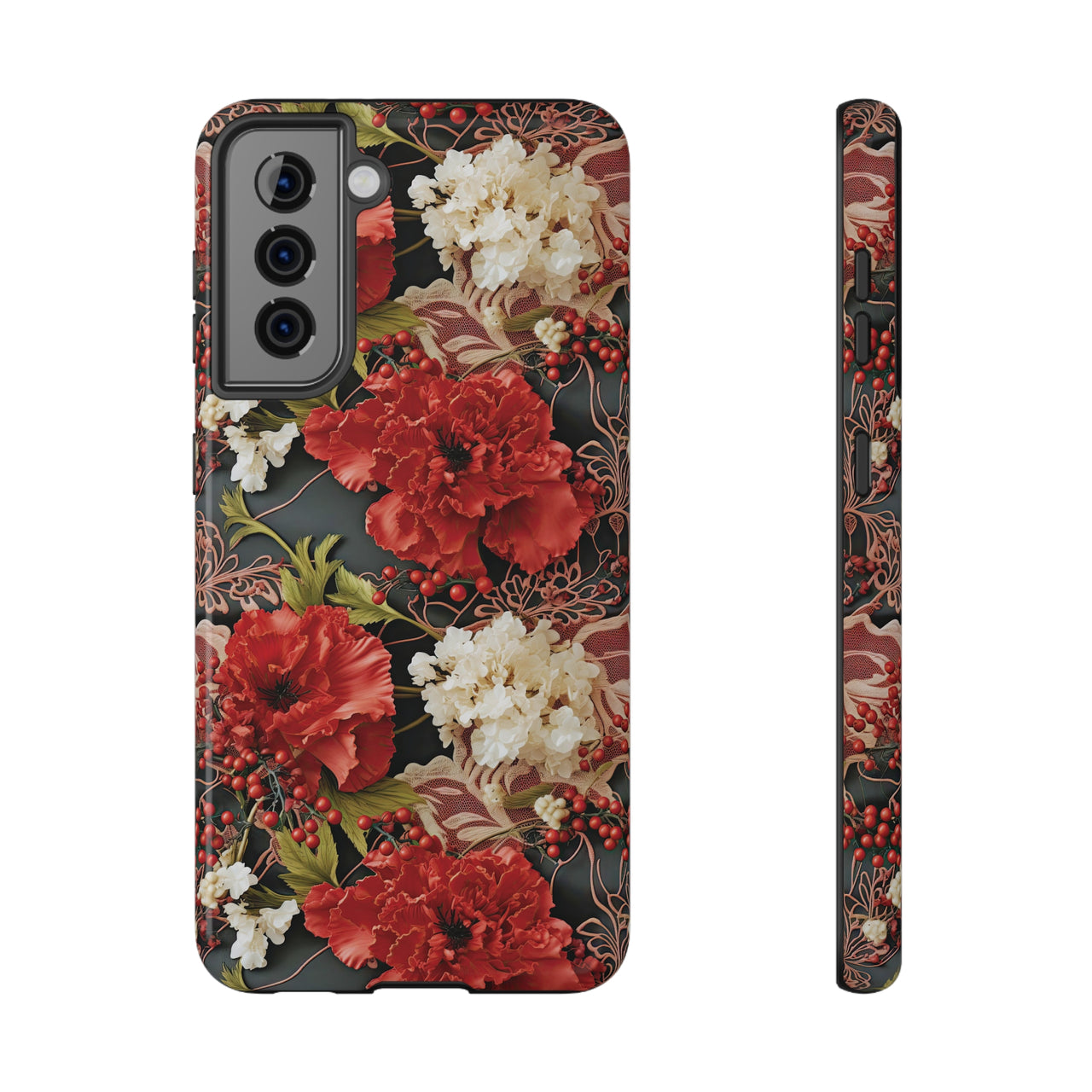 Carnation for January Birthday - Impact-Resistant Case for Samsung Galaxy S21, Samsung Galaxy S21 Plus, and Samsung Galaxy S21 Ultra. Supports Wireless Charging.