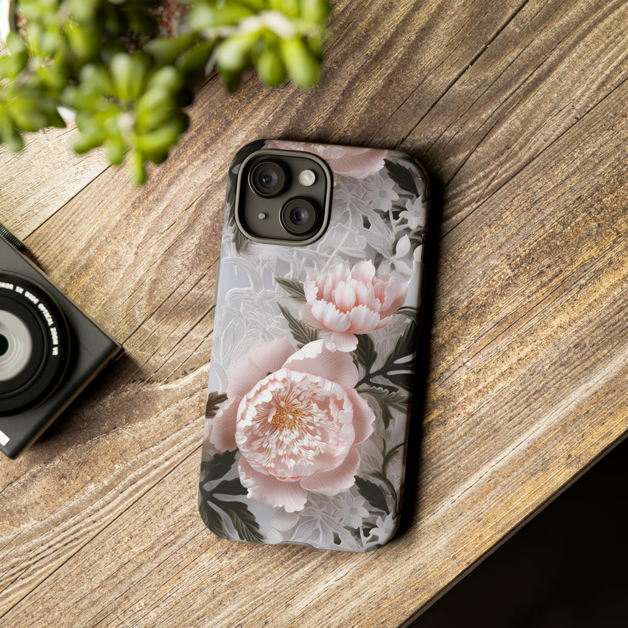 Pink Peony Tough Case for iPhone 15, iPhone 15 Pro, iPhone 15 Plus, and iPhone 15 Pro Max