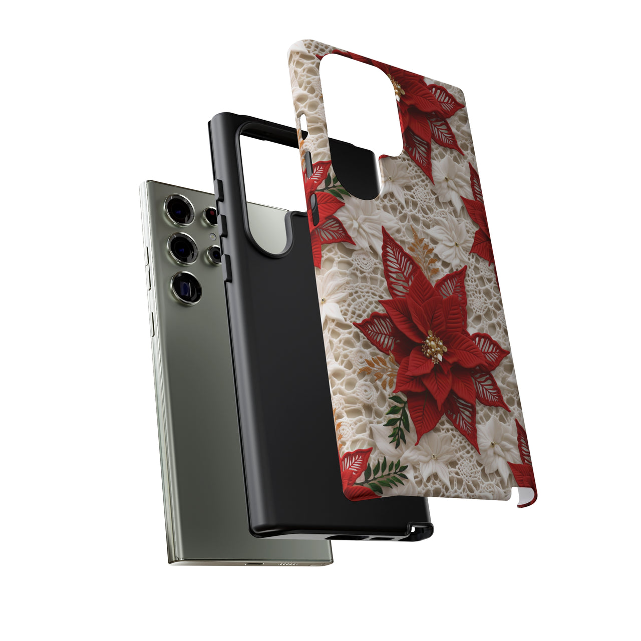 Christmas Poinsettia Tough Cases for Samsung Galaxy S23, Samsung Galaxy S23 Plus, and Samsung Galaxy S23 Ultra