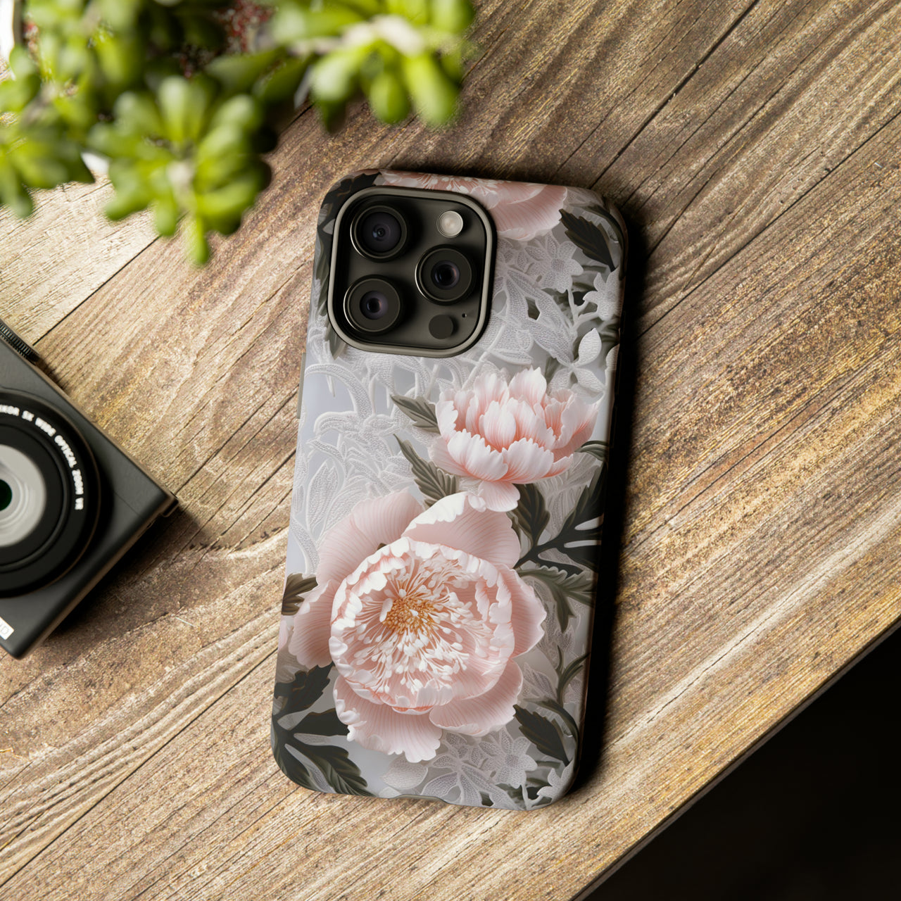 Pink Peony Tough Case for iPhone 15, iPhone 15 Pro, iPhone 15 Plus, and iPhone 15 Pro Max