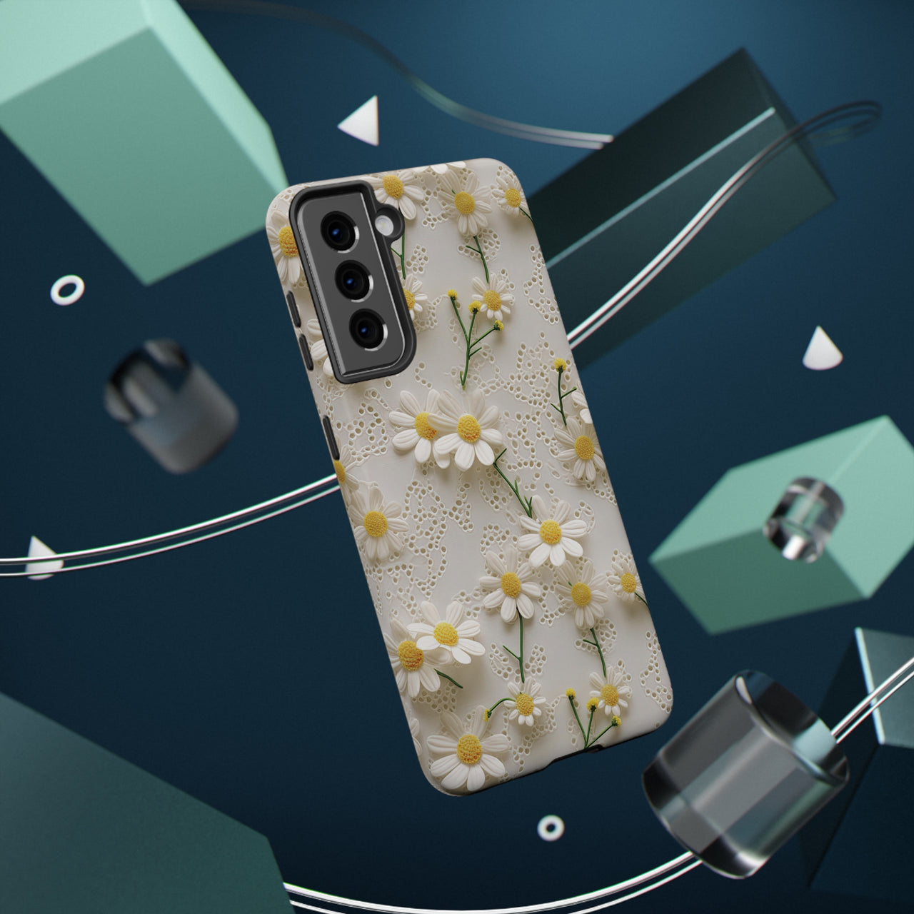 Daisy Impact-Resistant Cases for Samsung Galaxy S21, Samsung Galaxy S21 Plus, and Samsung Galaxy S21 Ultra. Supports Wireless Charging.