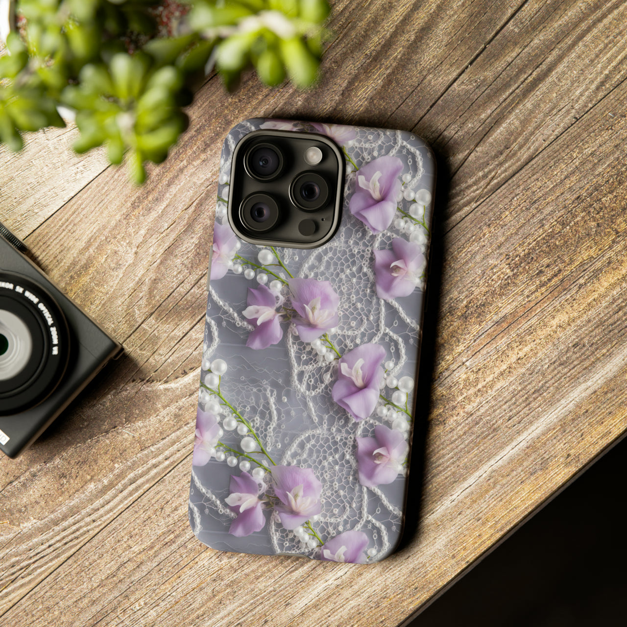 Purple Sweet Pea Tough Case for iPhone 15, iPhone 15 Pro, iPhone 15 Plus, and iPhone 15 Pro Max