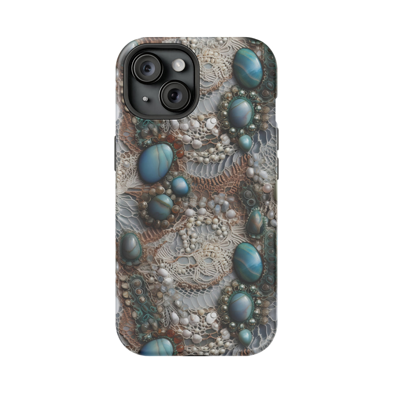 Boho Agate and Lace - MagSafe Tough Case for iPhone 15, iPhone 15 Pro, iPhone 15 Plus, & iPhone 15 Pro Max