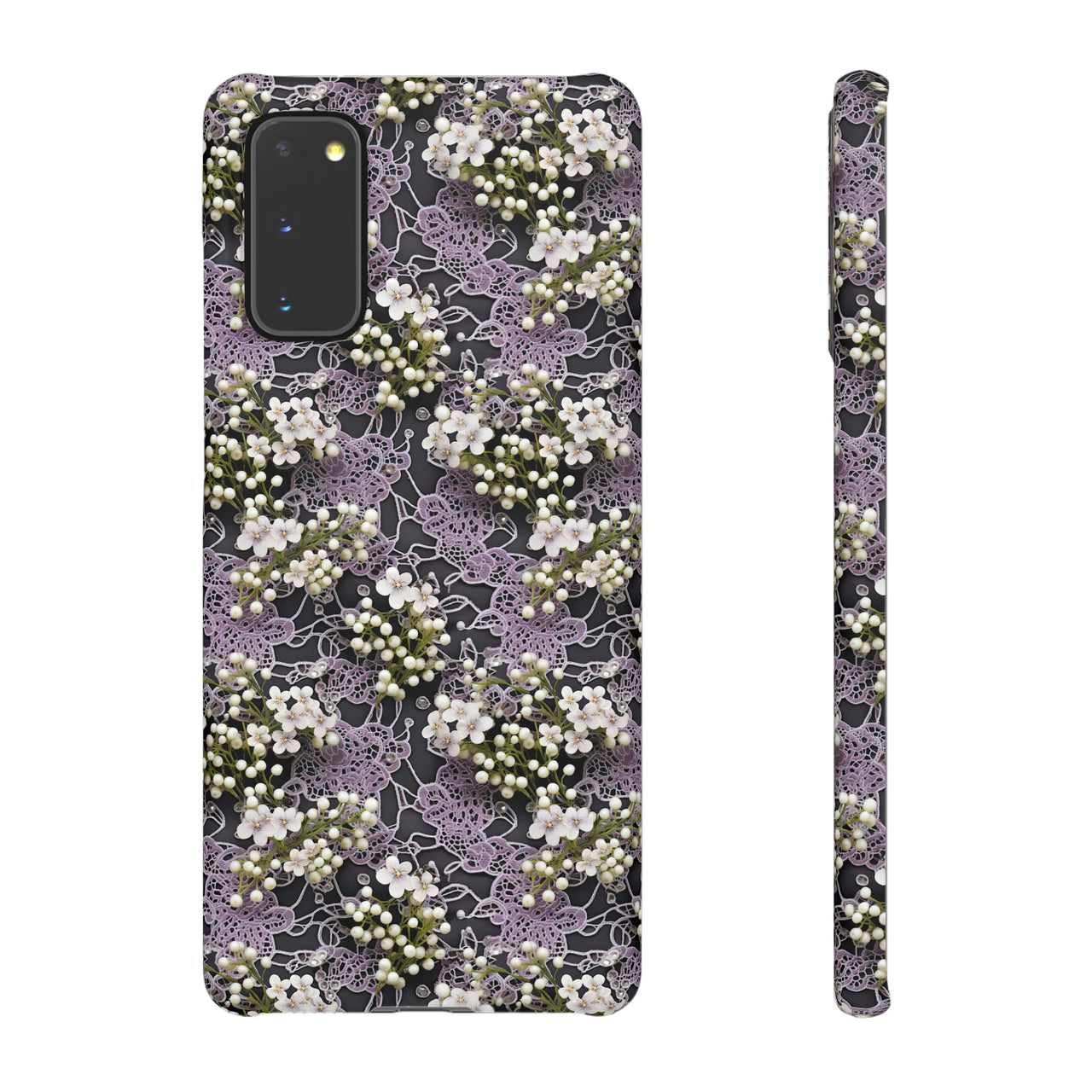 White Flowers on a Purple Bed - Snap Case for Samsung Galaxy S20, Samsung Galaxy S20+, Samsung Galaxy S20 Ultra, & Samsung Galaxy S20 FE