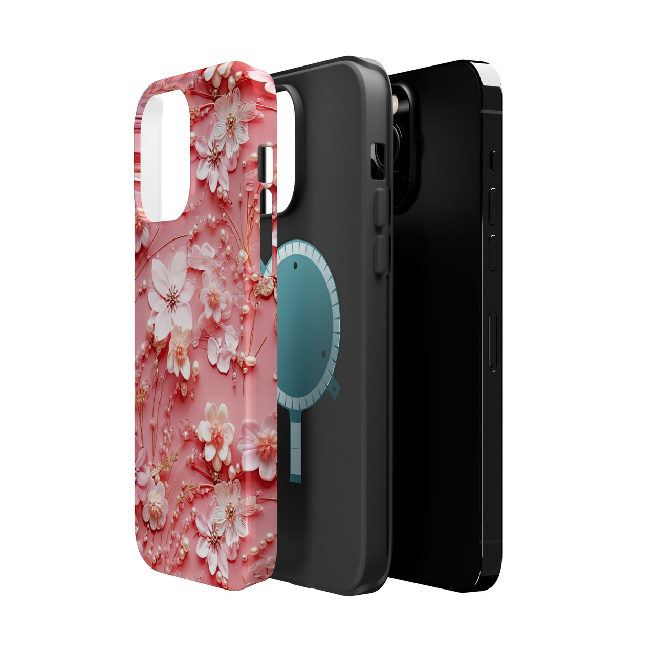 Floral Champagne Toast MagSafe Tough Cases for iPhone 14, iPhone 14 Pro, iPhone 14 Plus, and iPhone 14 Pro Max