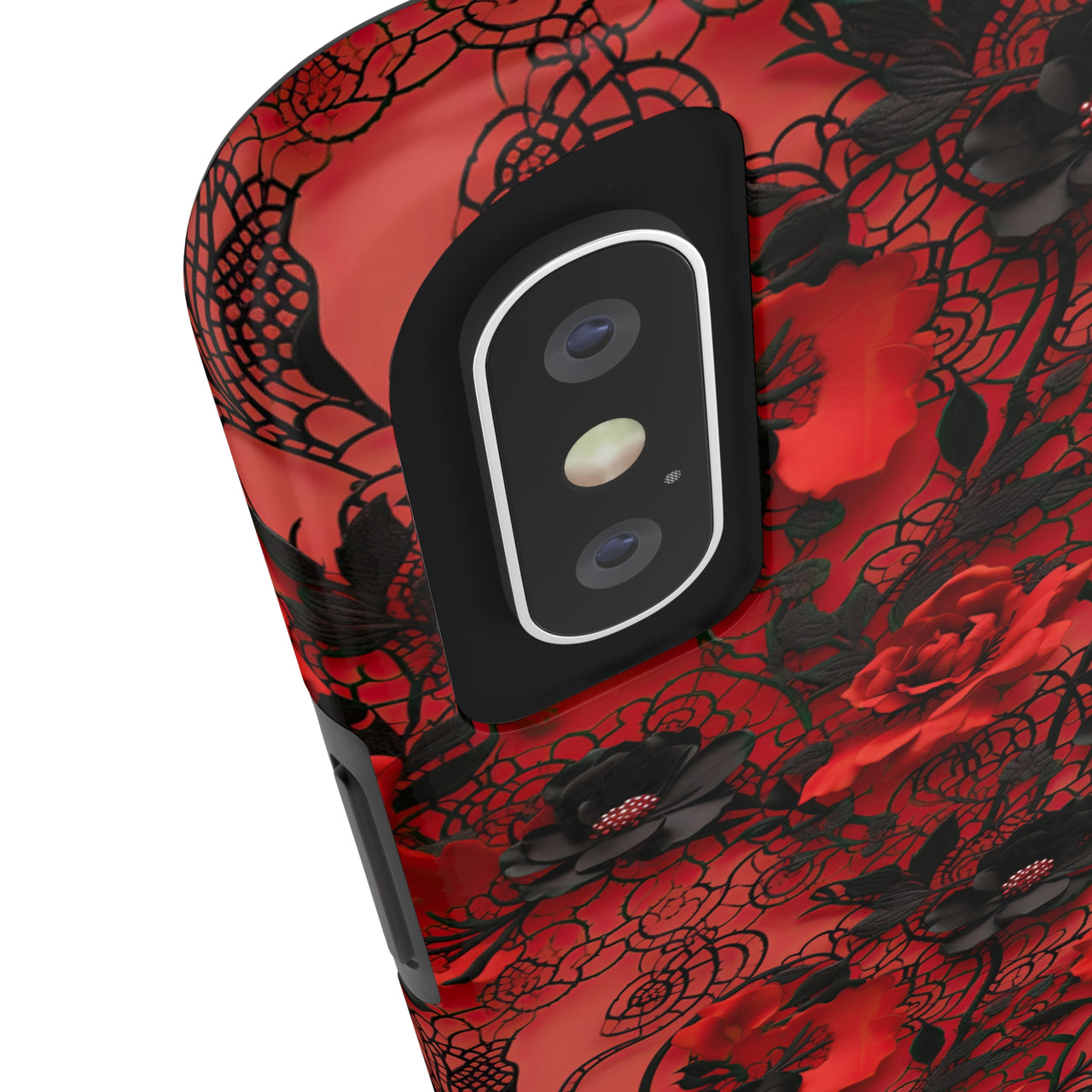 Gothic Rose Tough Phone Cases for iPhone X, iPhone XR, iPhone XS, and iPhone XS MAX. Supports Wireless Charging.