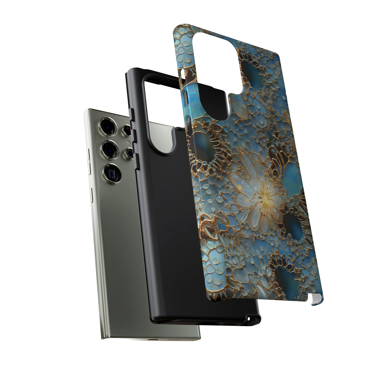 Gemstones and Gold Lace Tough Cases for Samsung Galaxy S23, Samsung Galaxy S23 Plus, and Samsung Galaxy S23 Ultra