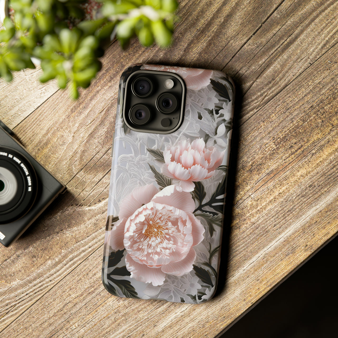 Pink Peony Tough Case for iPhone 15, iPhone 15 Pro, iPhone 15 Plus, and iPhone 15 Pro Max