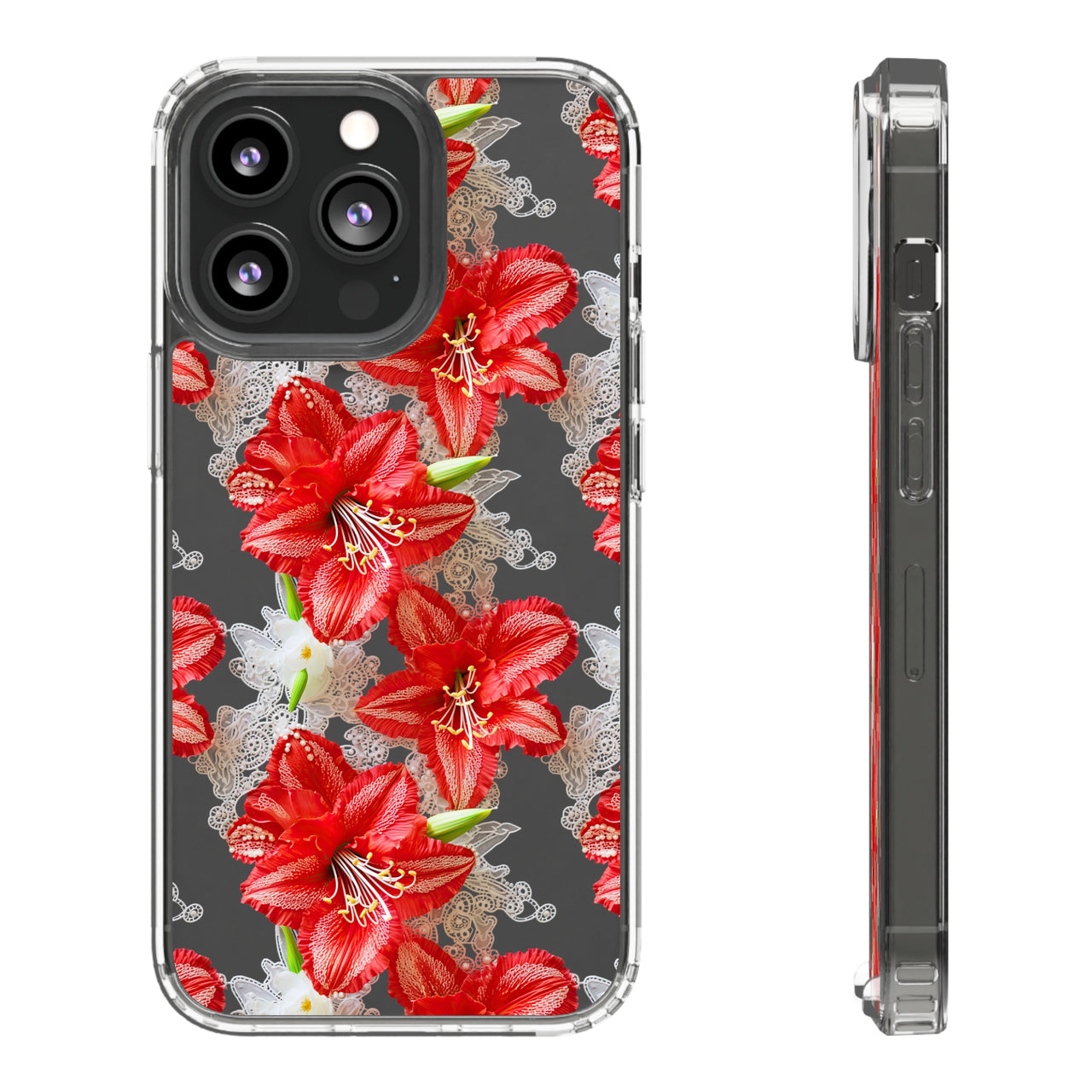 *Clear Case* Enchanting Amaryllis - iPhone 13, iPhone 13 Mini, iPhone 13 Pro, iPhone 13 Pro Max - Supports Wireless Charging