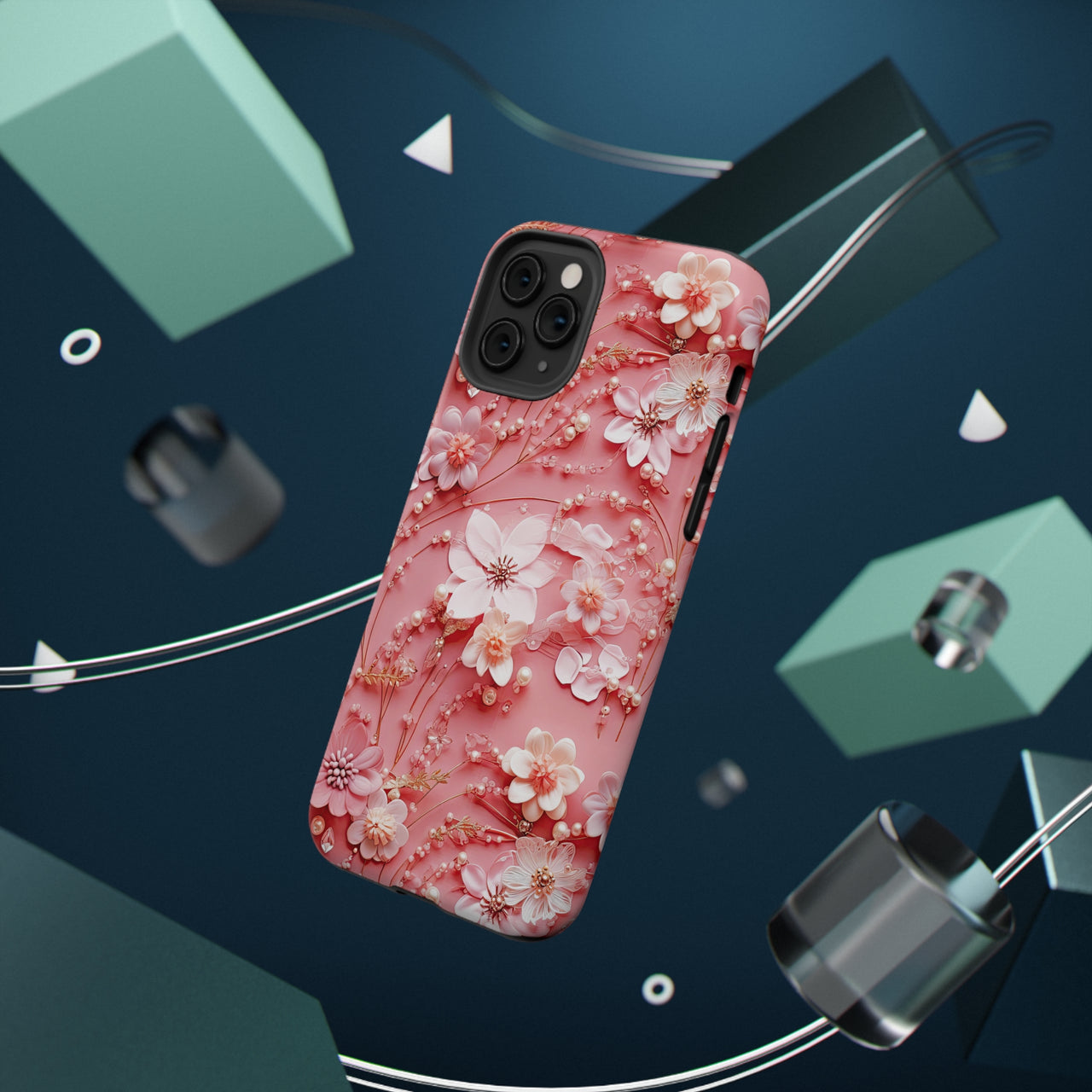 Floral Champagne Toast Impact-Resistant Cases for iPhone 11, iPhone 11 Pro, and iPhone 11 Pro Max. Supports Wireless Charging.