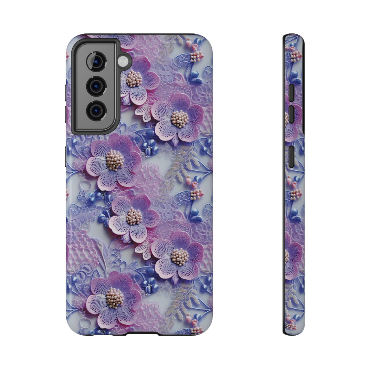 Pink and Purple Harmony - Impact-Resistant Case for Samsung Galaxy S21, Samsung Galaxy S21 Plus, and Samsung Galaxy S21 Ultra. Supports Wireless Charging.