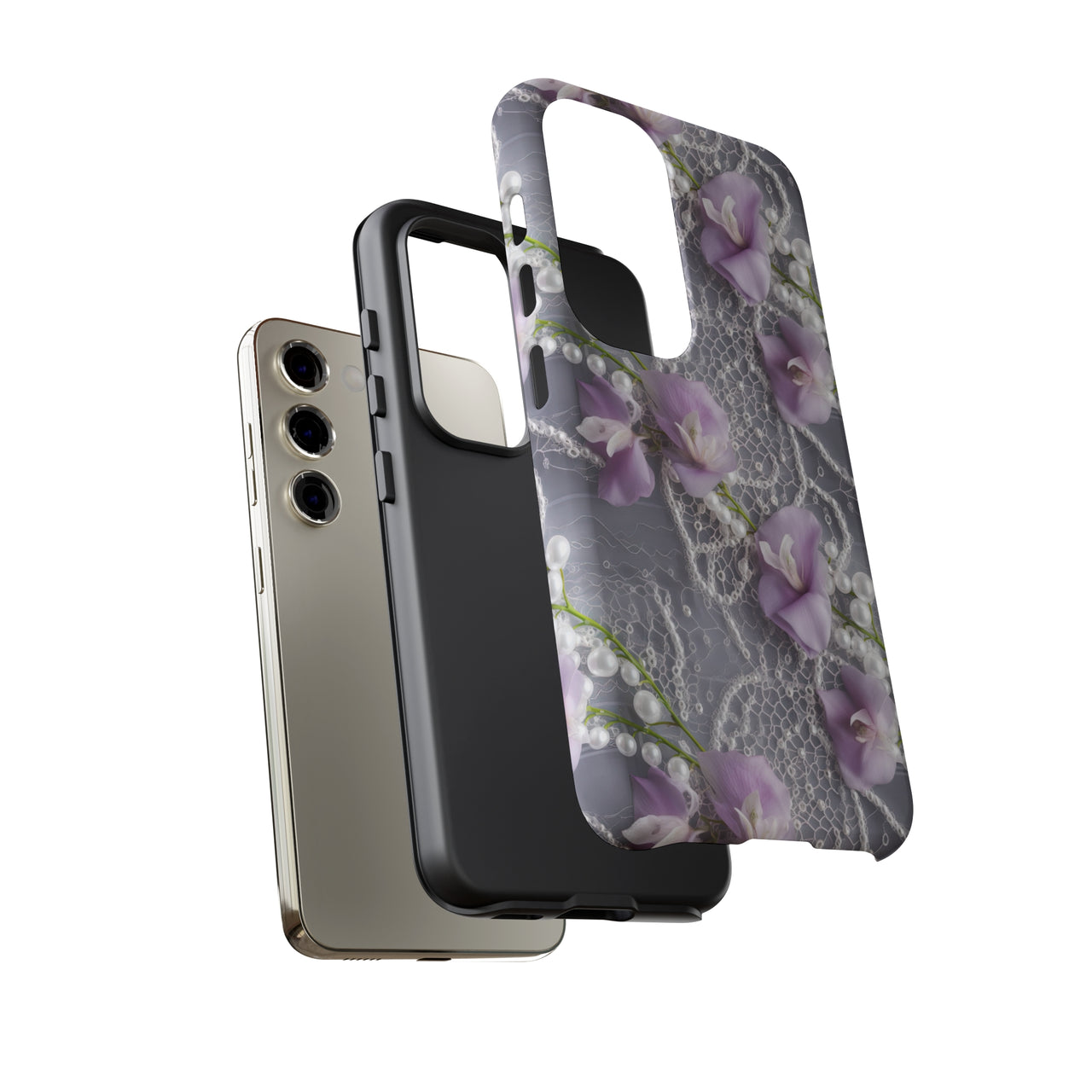 Purple Sweet Pea Tough Cases for Samsung Galaxy S23, Samsung Galaxy S23 Pls, and Samsung Galaxy S23 Ultra