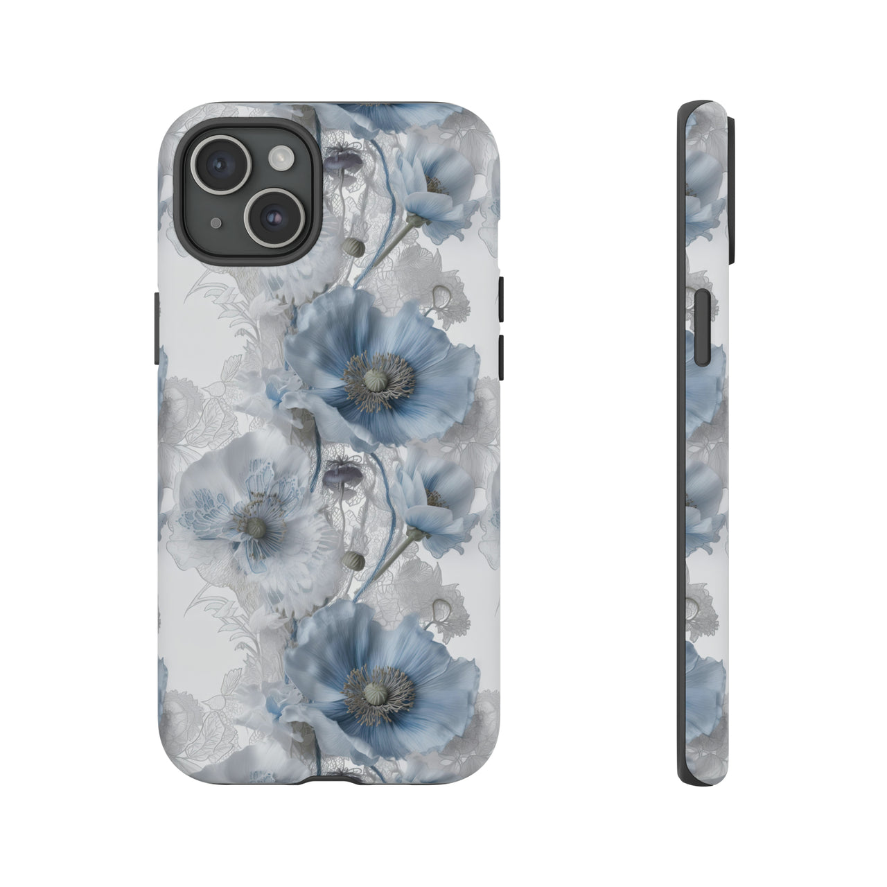 Himalayan Blue Poppy Tough Case for iPhone 15, iPhone 15 Pro, iPhone 15 Plus, and iPhone 15 Pro Max