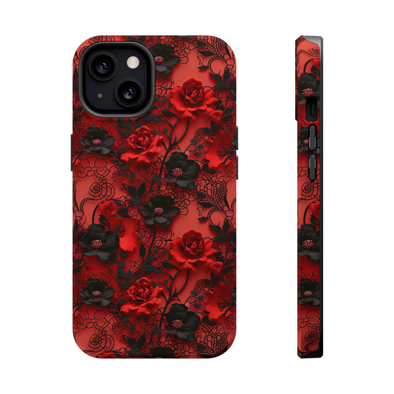 Gothic Rose MagSafe Tough Cases for iPhone 13, iPhone 13 Mini, iPhone 13 Pro, and iPhone 13 Pro Max.