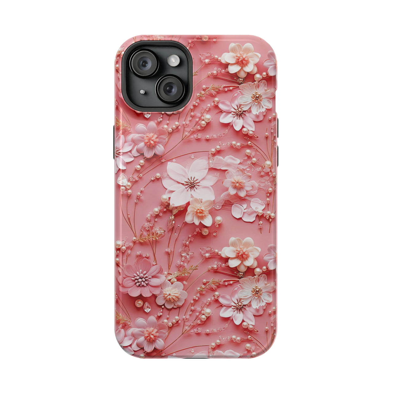 Floral Champagne Toast - MagSafe Tough Case for iPhone 15, iPhone 15 Pro, iPhone 15 Plus, & iPhone 15 Pro Max