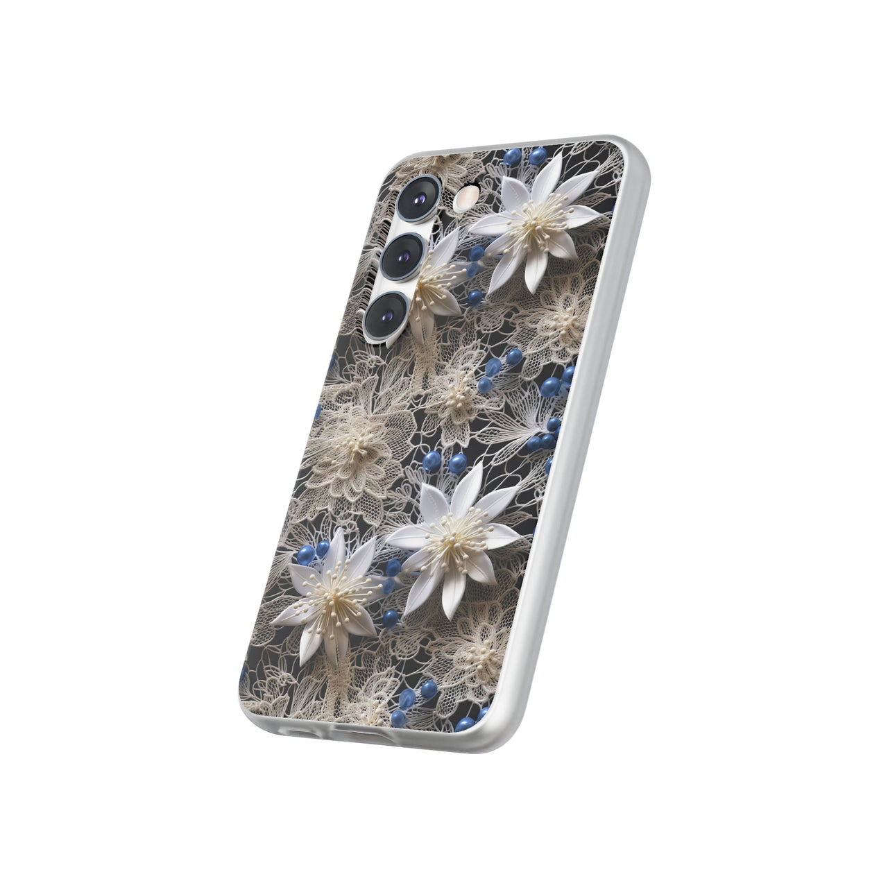 Vintage Lace and Clematis - Flexi Cases for Samsung Galaxy S23, Samsung Galaxy S23 Plus, and Samsung Galaxy S23 Ultra