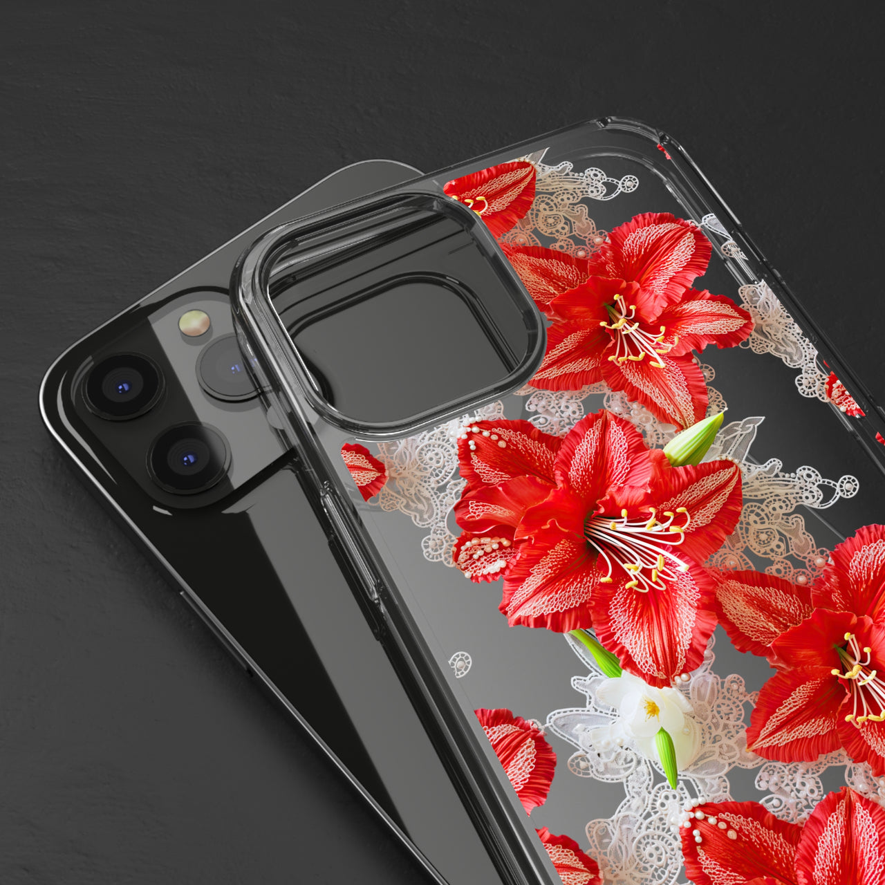 *Clear Case* Enchanting Amaryllis - iPhone 12, iPhone 12 Mini, iPhone 12 Pro, iPhone 12 Pro Max - Supports Wireless Charging