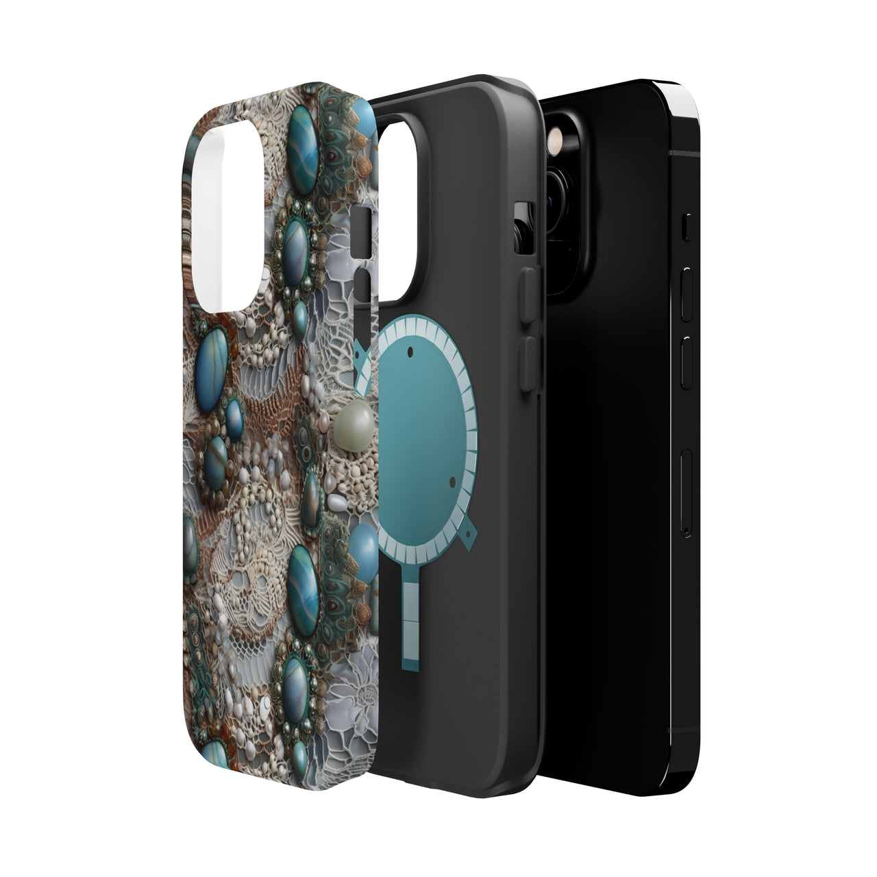 Boho Agate and Lace MagSafe Tough Cases for iPhone 14, iPhone 14 Pro, iPhone 14 Plus, and iPhone 14 Pro Max