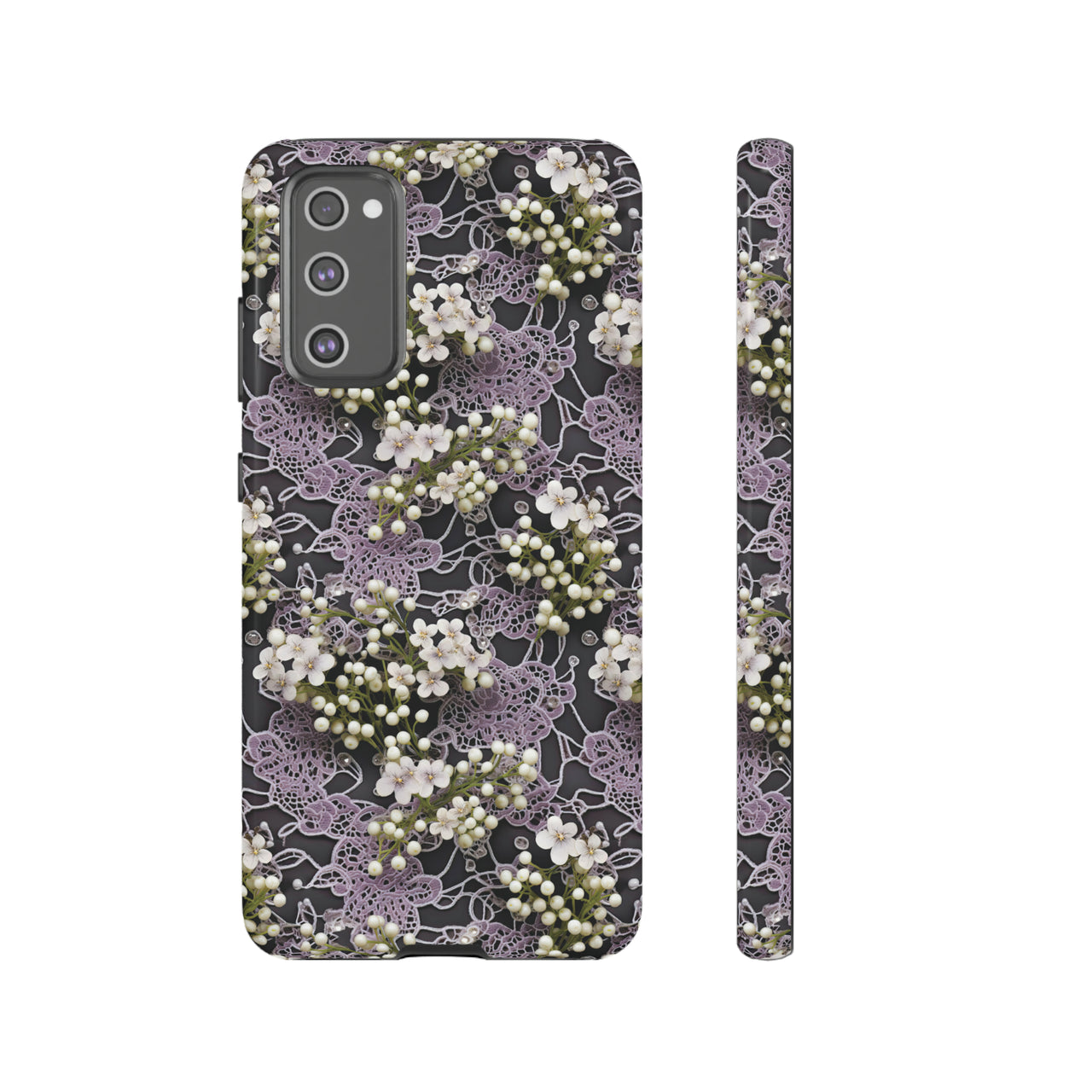 White Flowers on a Purple Bed - Tough Case for Samsung Galaxy S20, Samsung Galaxy S20+, Samsung Galaxy S20 Ultra, and Samsung Galaxy S20 FE