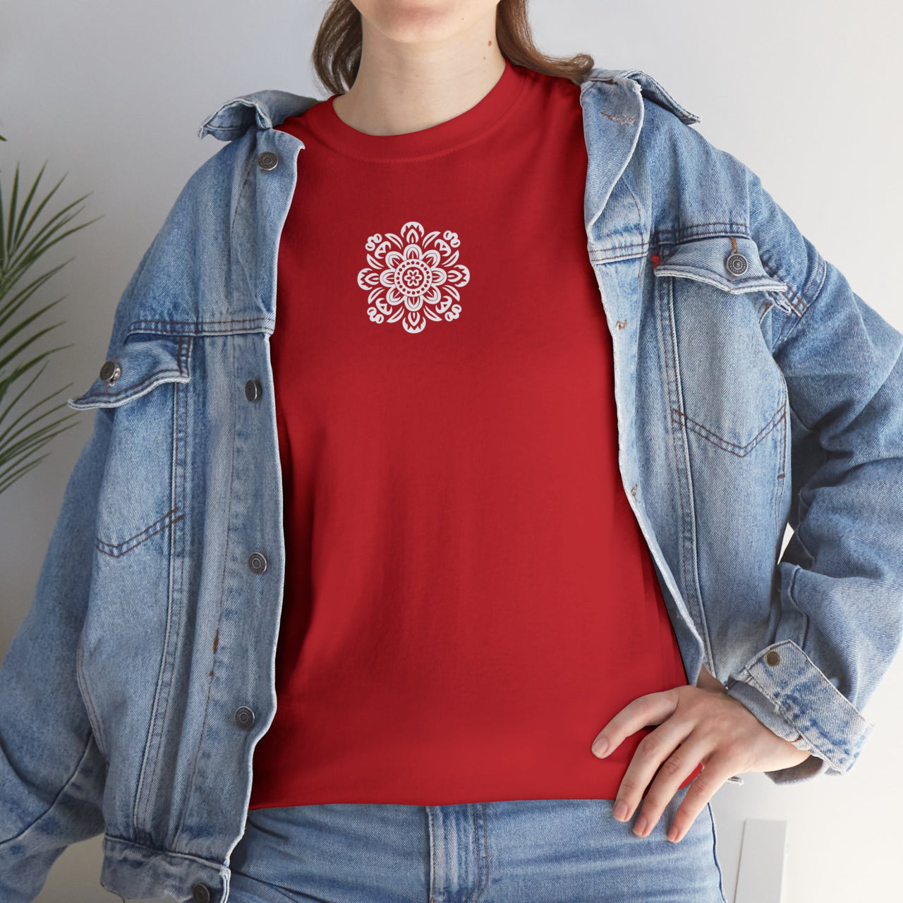 Front and Back Flower Design - Unisex Heavy Cotton Tee