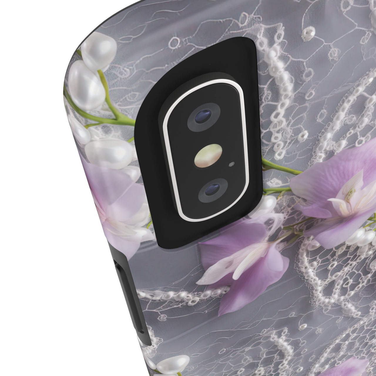 Purple Sweet Pea Tough Phone Cases for iPhone X, iPhone XR, iPhone XS, and iPhone XS MAX. Supports Wireless Charging.