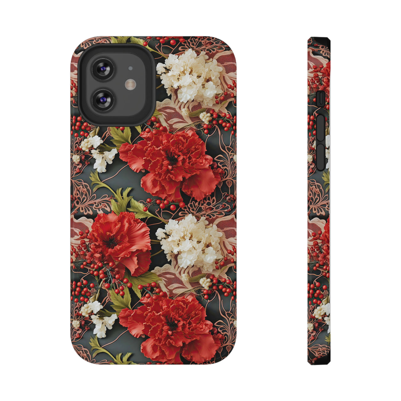 Carnation for January Birthday - Impact-Resistant Case for iPhone 12, iPhone 12 Mini, iPhone 12 Pro, and iPhone 12 Pro Max. Supports Wireless Charging.