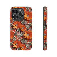 Thumbnail for Orange Petals in Silver Tapestry Tough Case for iPhone 15, iPhone 15 Pro, iPhone 15 Plus, and iPhone 15 Pro Max