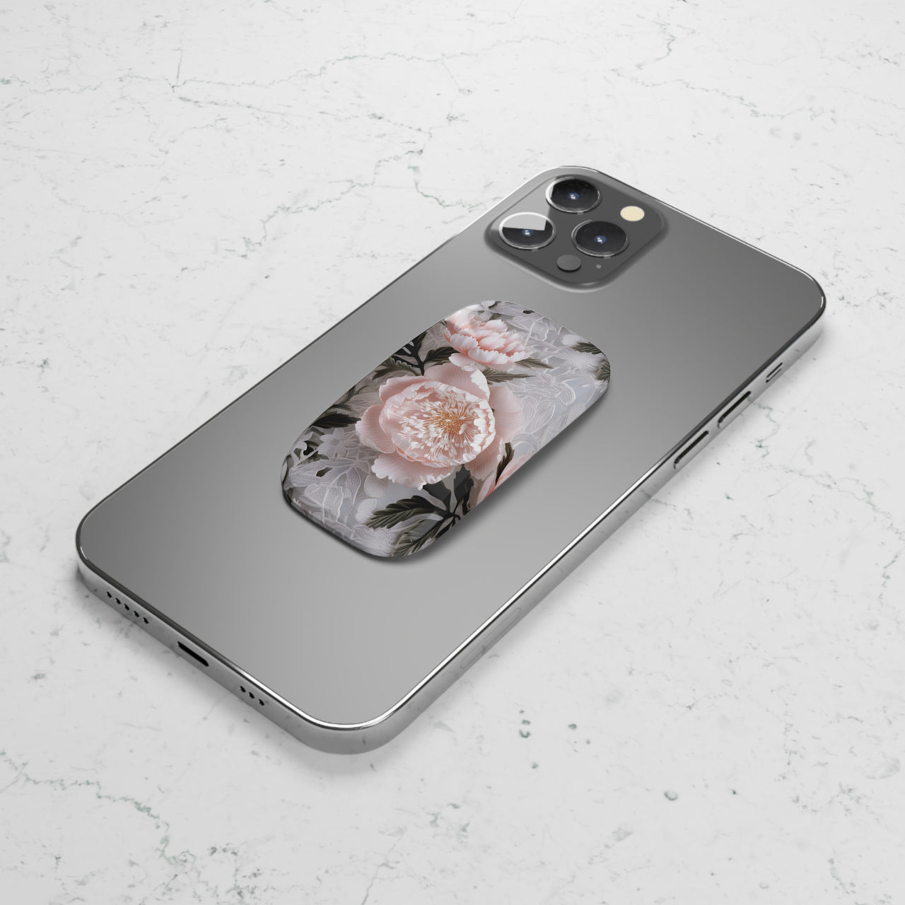 Pink Peony Phone Click-On Grip