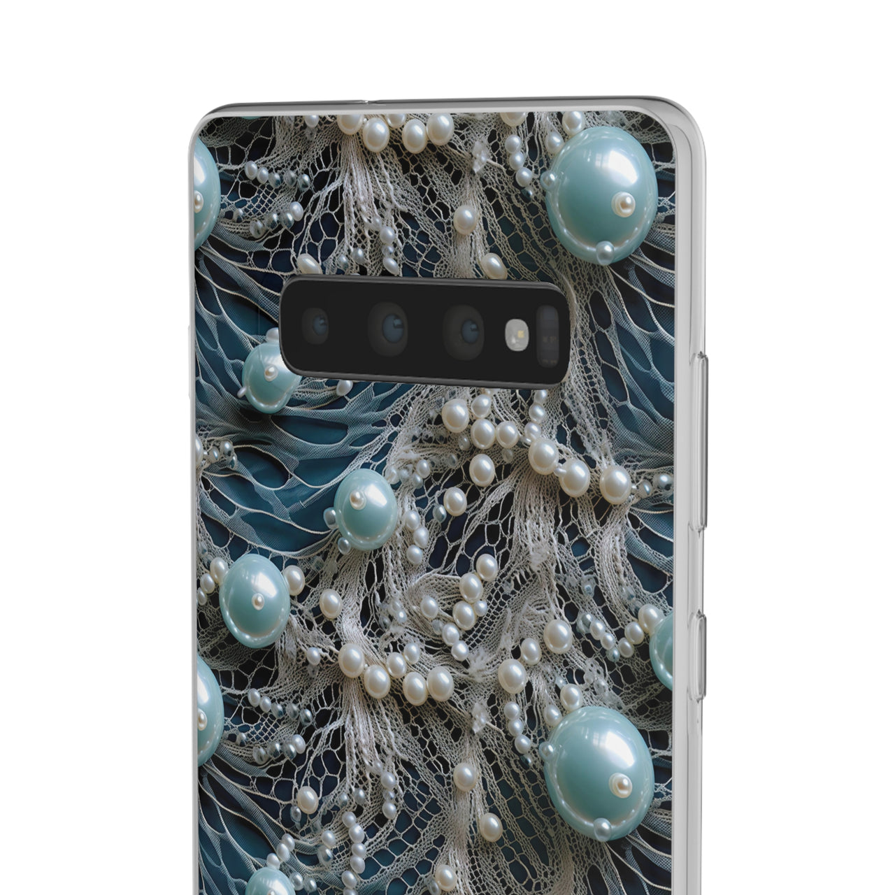 Sea Foam Lace and Pearls - Flexi Cases for Samsung Galaxy S10, Samsung Galaxy S10E, & Samsung Galaxy S10 Plus