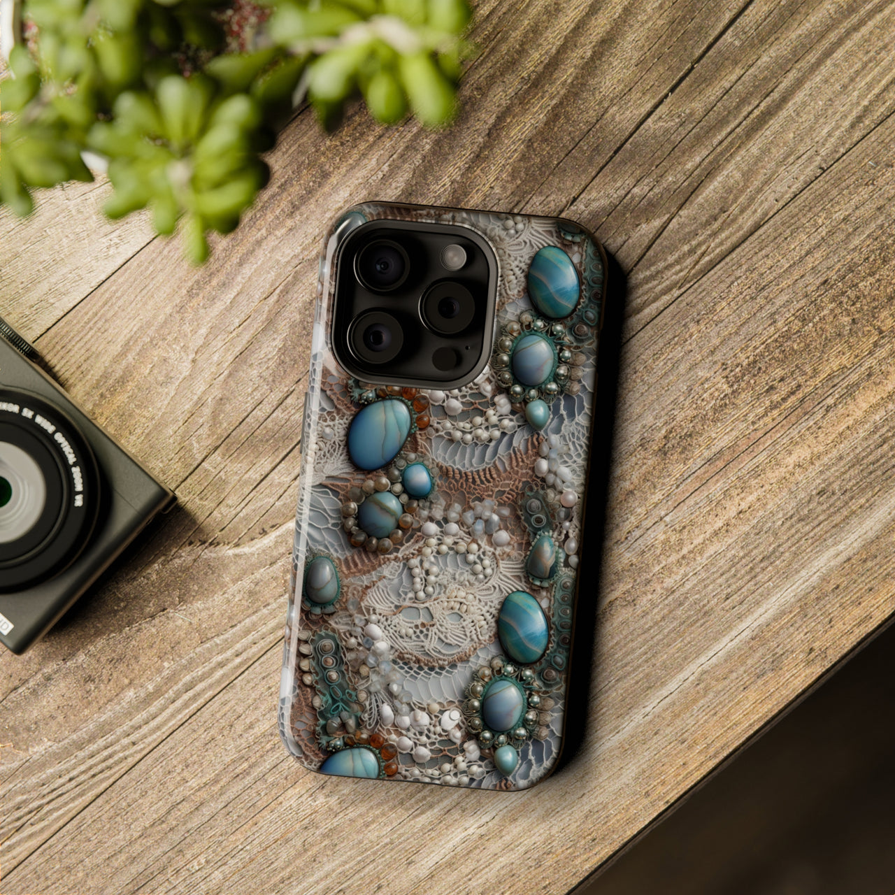 Boho Agate and Lace - MagSafe Tough Case for iPhone 15, iPhone 15 Pro, iPhone 15 Plus, & iPhone 15 Pro Max