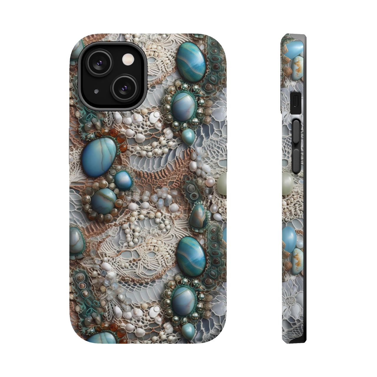 Boho Agate and Lace MagSafe Tough Cases for iPhone 14, iPhone 14 Pro, iPhone 14 Plus, and iPhone 14 Pro Max