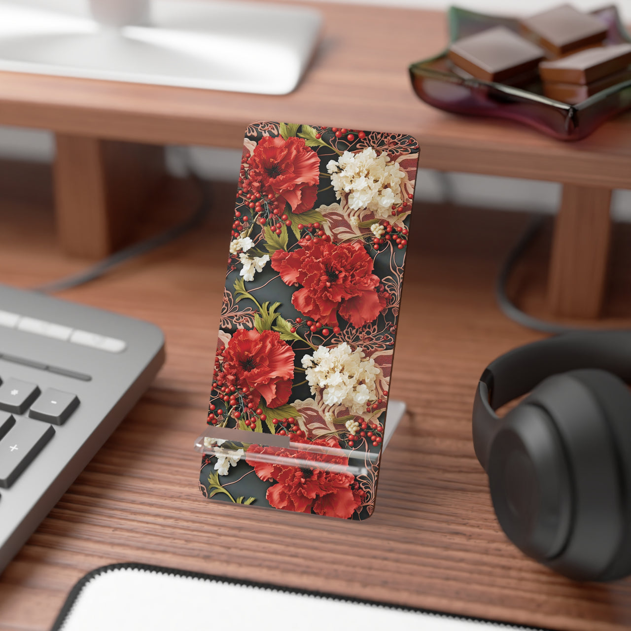 Carnation for January Birthday - Mobile Display Stand for Smartphones