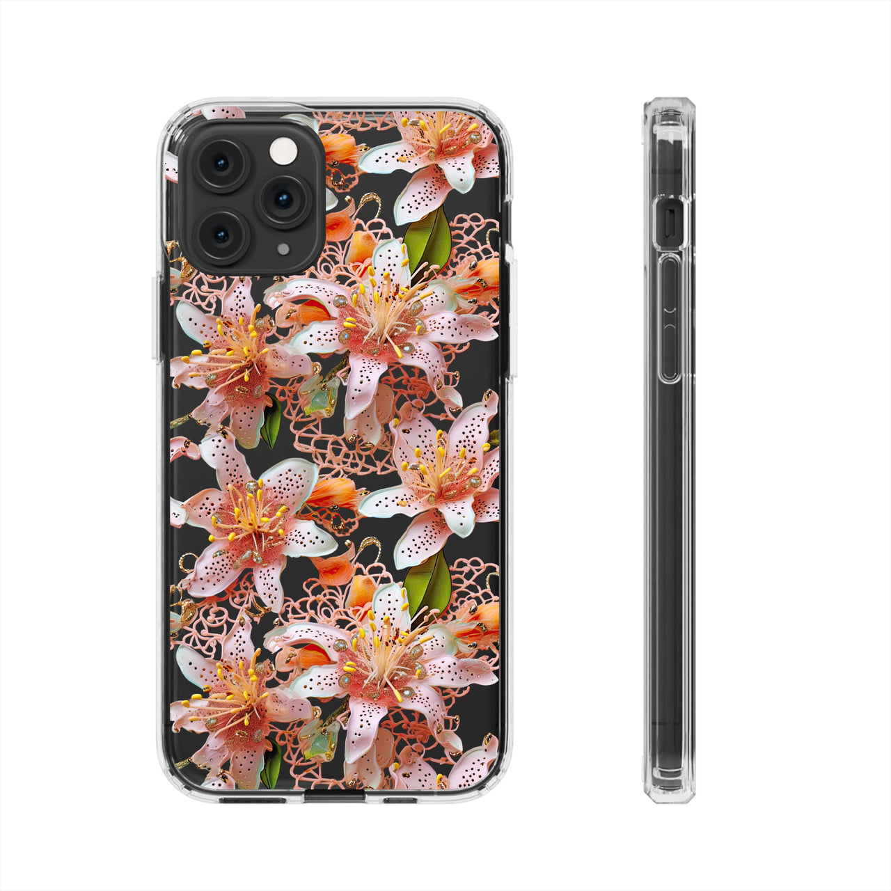 *Clear Case* Pink Lily - iPhone 11, iPhone 11 Pro, iPhone 11 Pro Max - Supports Wireless Charging