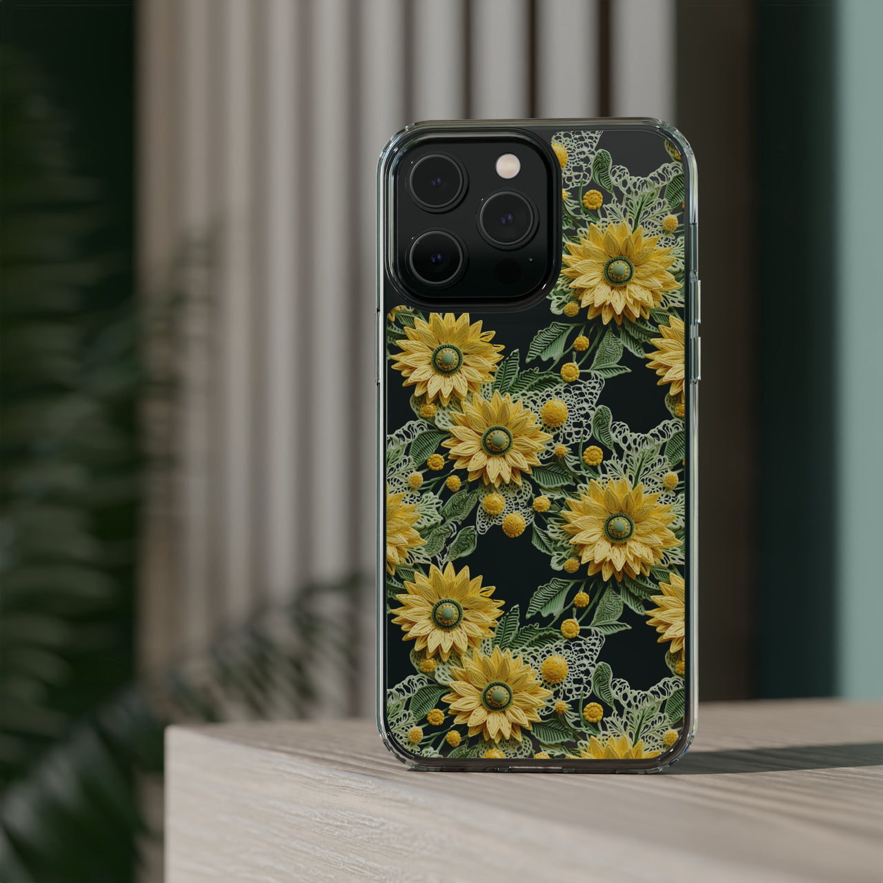 *Clear Case* Whimsical Sunflowers - iPhone 14, iPhone 14 Pro, iPhone 14 Plus, iPhone 14 Pro Max - Supports Wireless Charging