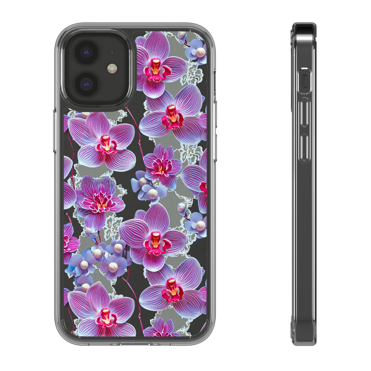 *Clear Case* Fuchsia Orchid - iPhone 12, iPhone 12 Mini, iPhone 12 Pro, iPhone 12 Pro Max - Supports Wireless Charging