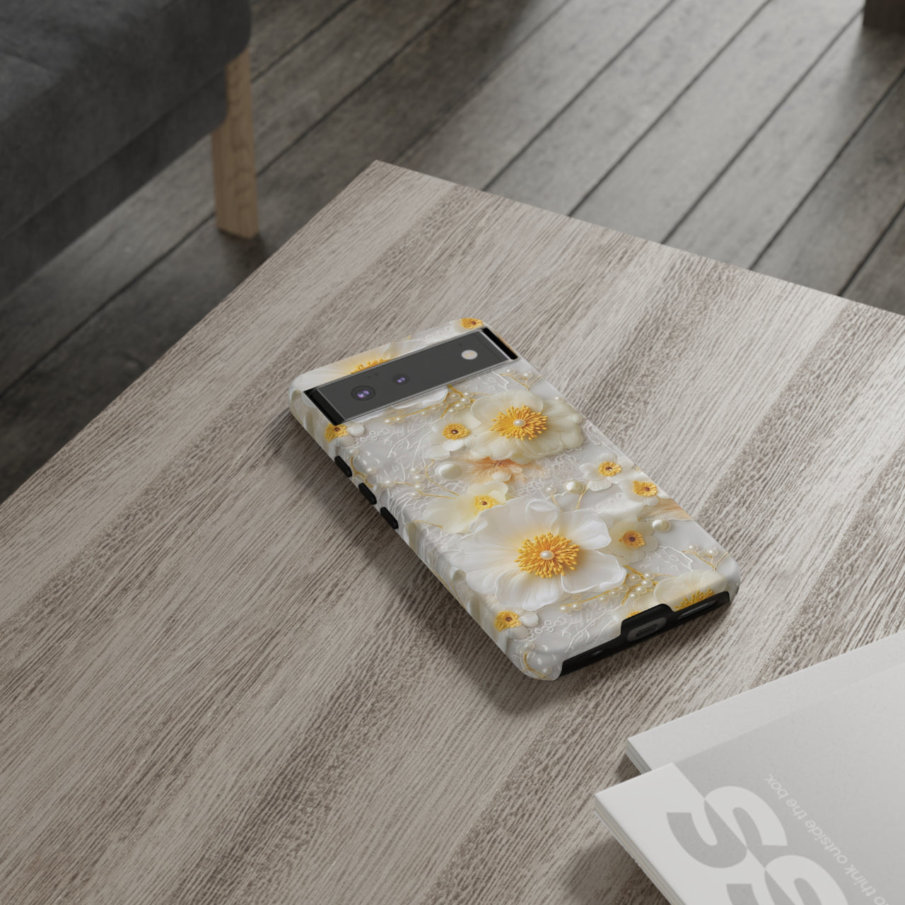 White and Yellow Floral Tough Cases for Google Pixel 6 and Google Pixel 6 Pro