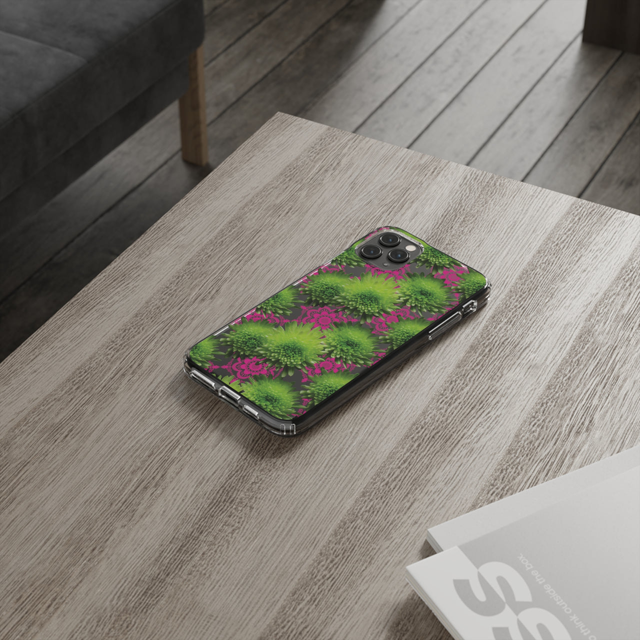 *Clear Case* Green Mums and Lace - iPhone 11, iPhone 11 Pro, iPhone 11 Pro Max - Supports Wireless Charging