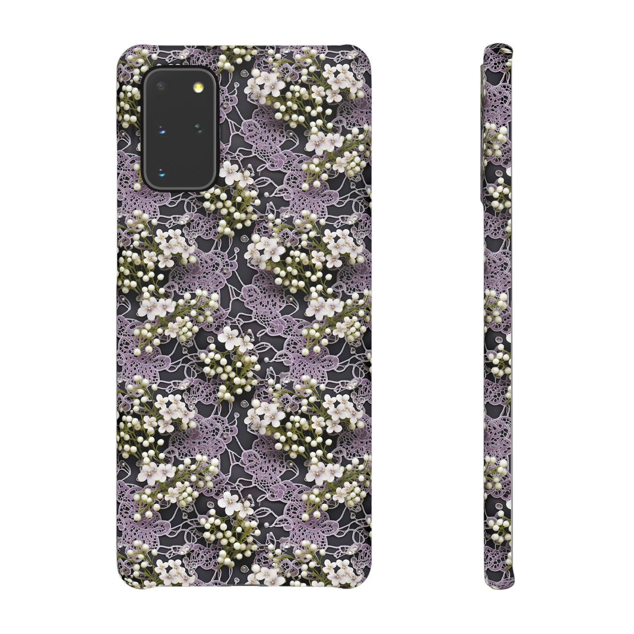 White Flowers on a Purple Bed - Snap Case for Samsung Galaxy S20, Samsung Galaxy S20+, Samsung Galaxy S20 Ultra, & Samsung Galaxy S20 FE