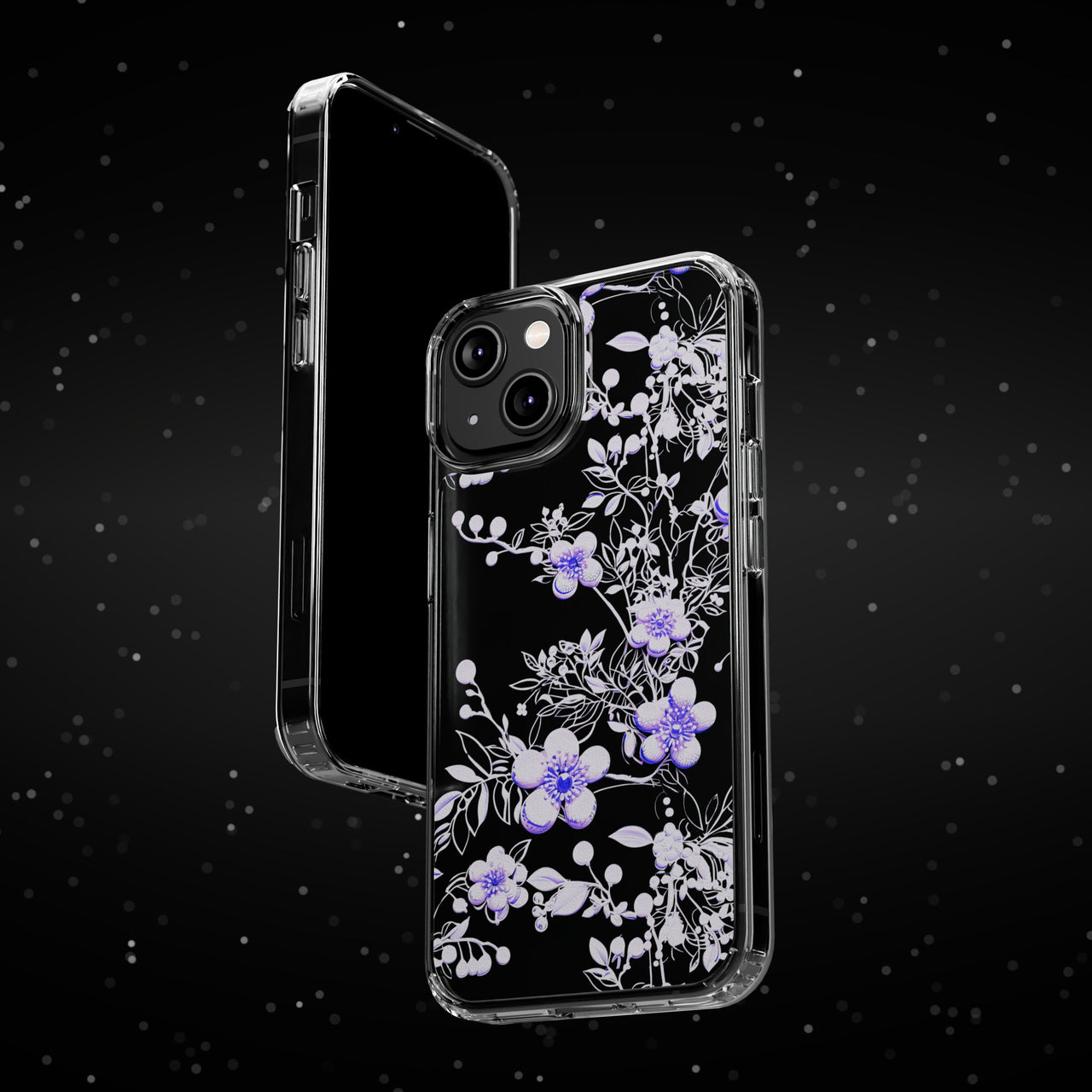 *Clear Case* Purple Petals - iPhone 14, iPhone 14 Pro, iPhone 14 Plus, iPhone 14 Pro Max - Supports Wireless Charging