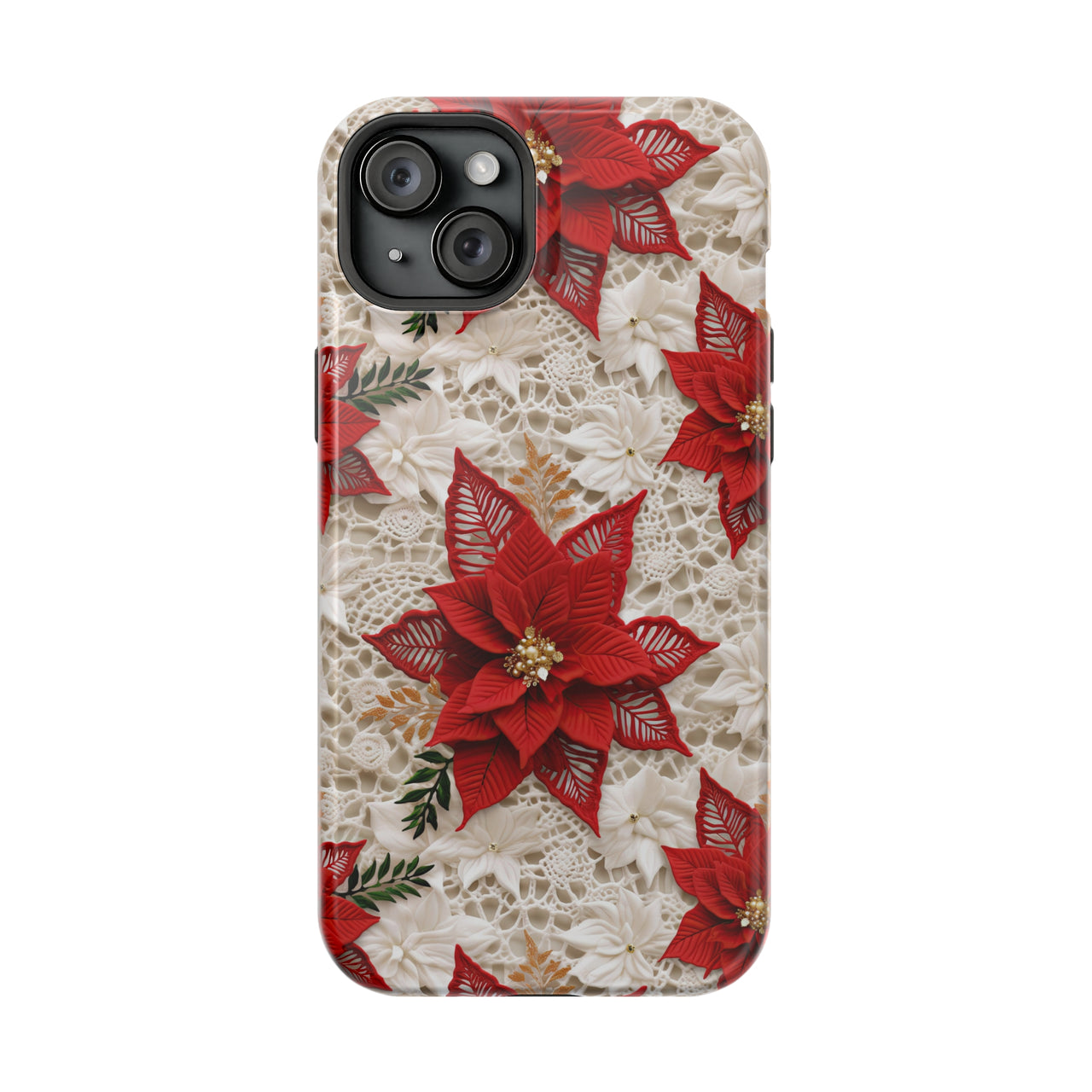 Christmas Poinsettia - MagSafe Tough Case for iPhone 15, iPhone 15 Pro, iPhone 15 Plus, & iPhone 15 Pro Max