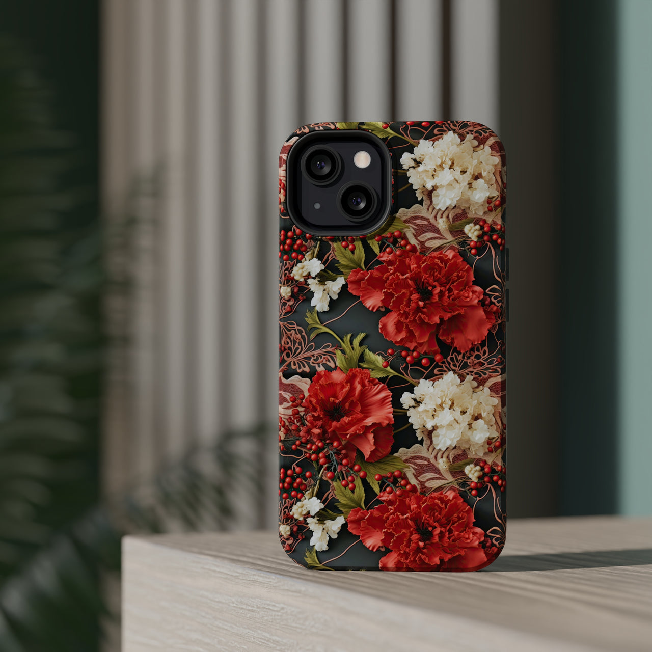 Carnation for January Birthday - MagSafe Tough Cases for iPhone 13, iPhone 13 Mini, iPhone 13 Pro, and iPhone 13 Pro Max.