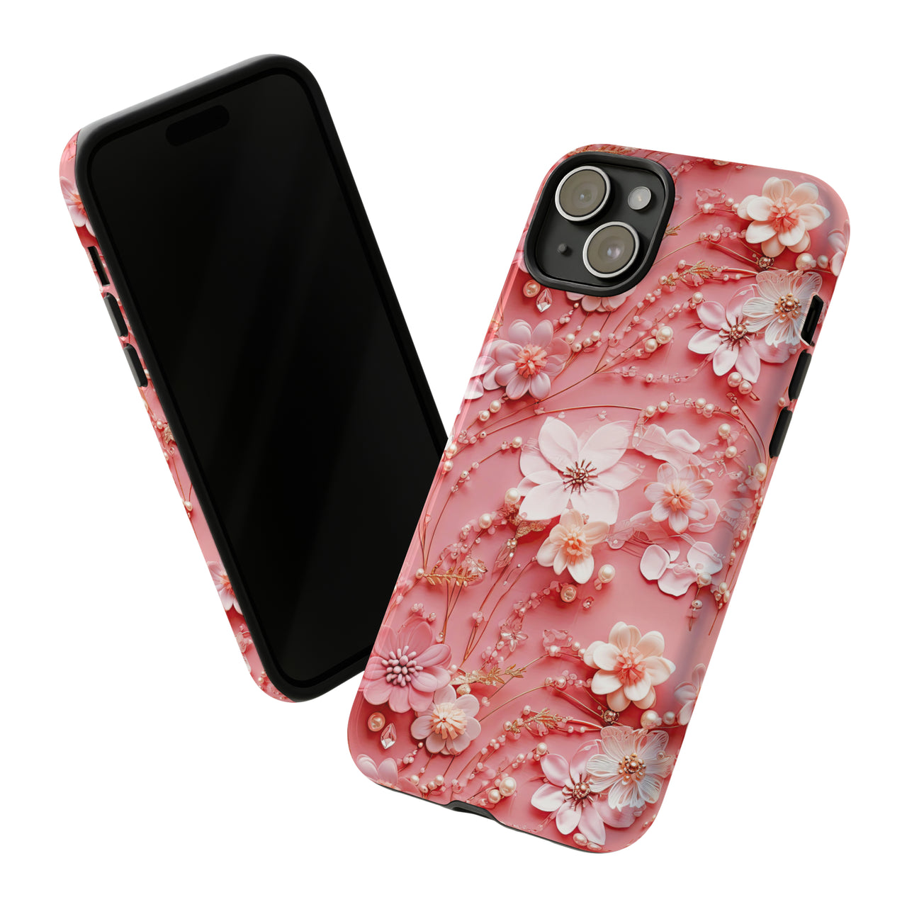 Floral Champagne Toast Tough Case for iPhone 15, iPhone 15 Pro, iPhone 15 Plus, and iPhone 15 Pro Max