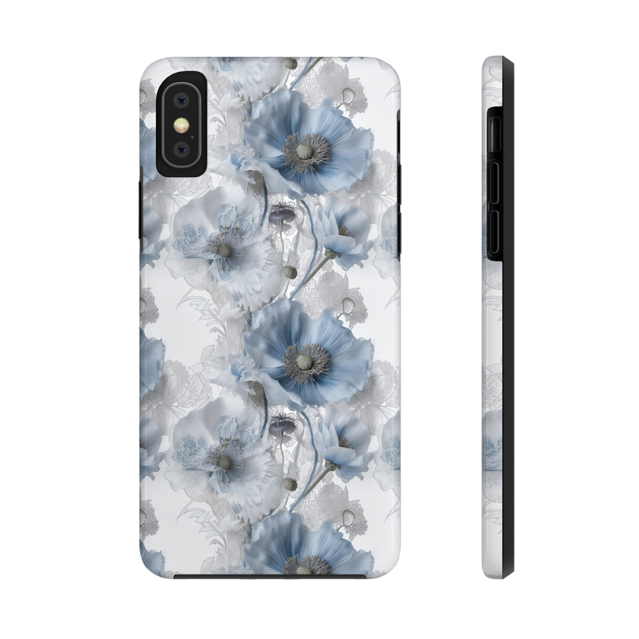 Himalayan Blue Poppy Tough Phone Cases for iPhone X, iPhone XR, iPhone XS, and iPhone XS MAX. Supports Wireless Charging.