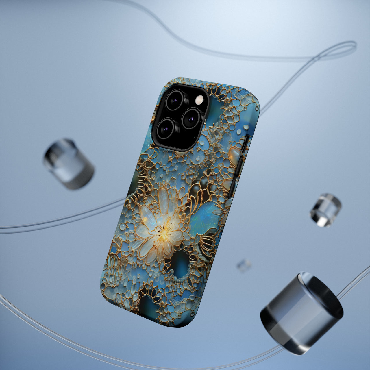 Gemstones and Gold Lace MagSafe Tough Cases for iPhone 14, iPhone 14 Pro, iPhone 14 Plus, and iPhone 14 Pro Max