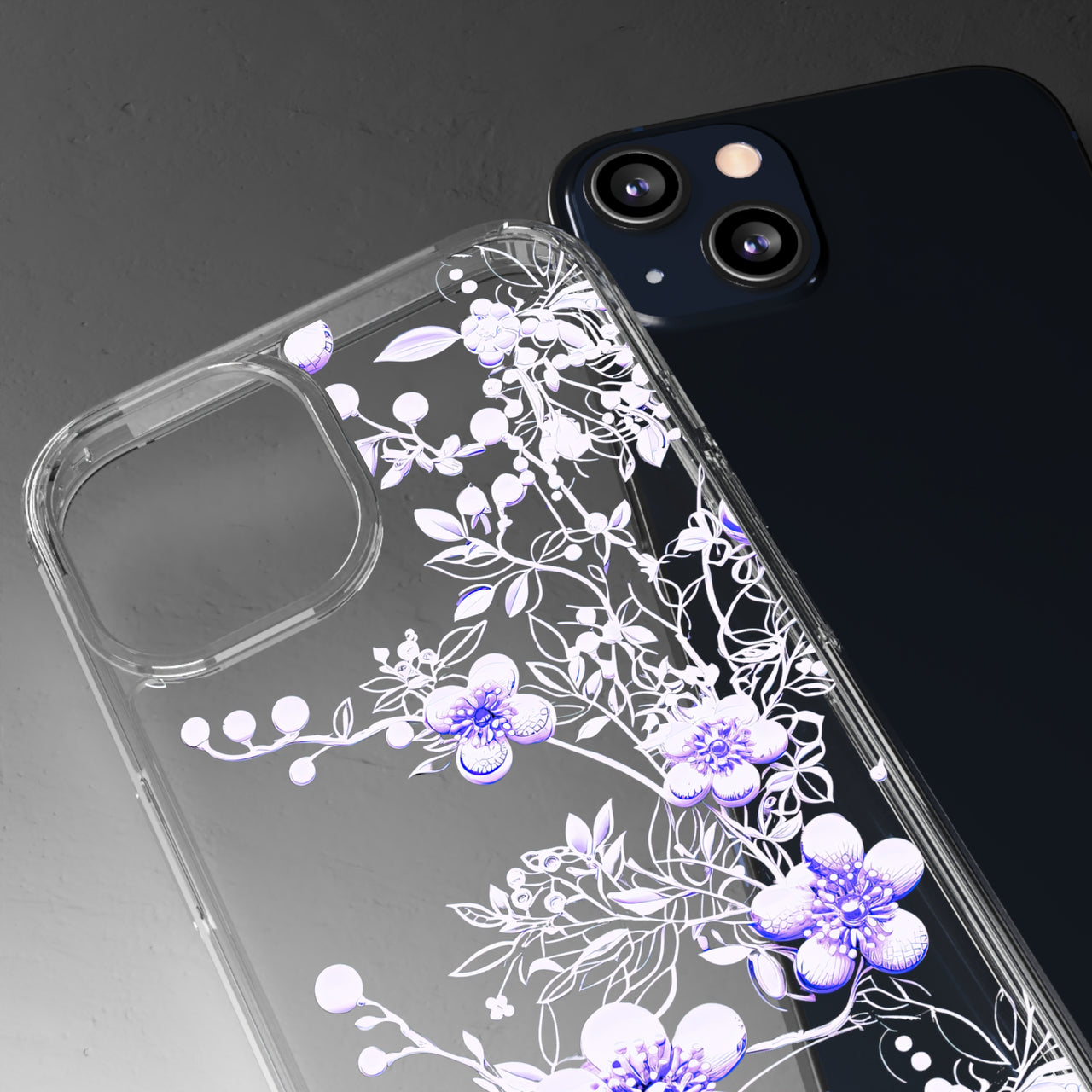 *Clear Case* Purple Petals - iPhone 13, iPhone 13 Mini, iPhone 13 Pro, iPhone 13 Pro Max - Supports Wireless Charging