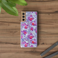 Thumbnail for *Clear Case* Fuchsia Orchid - Samsung Galaxy S21, Samsung Galaxy S21 Plus, Samsung Galaxy S21 Ultra - Supports Wireless Charging