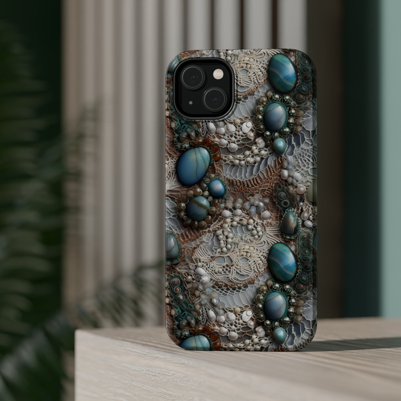 Boho Agate and Lace MagSafe Tough Cases for iPhone 14, iPhone 14 Pro, iPhone 14 Plus, and iPhone 14 Pro Max