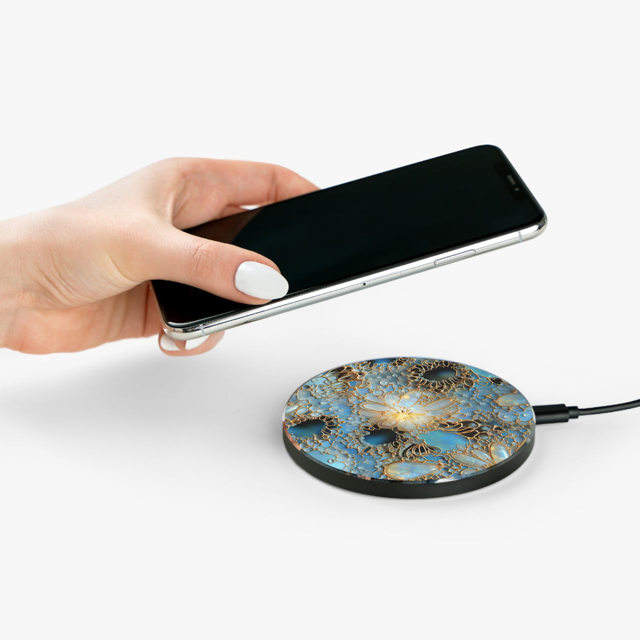 Turquoise Gemstones and Opals Wireless Charger for Qi Enabled Phones