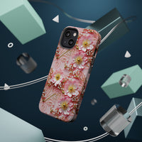 Thumbnail for Gold-Kissed Flowers on Pink Lace - MagSafe Tough Cases for iPhone 13, iPhone 13 Mini, iPhone 13 Pro, and iPhone 13 Pro Max.